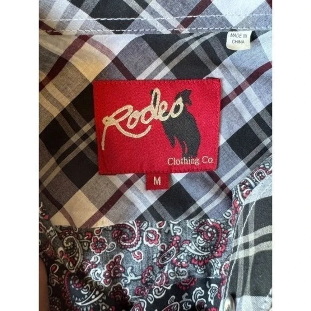 Rodeo Clothing Co Mens Red Black Paisley Western Button Up‎ Shirt Medium M |K1